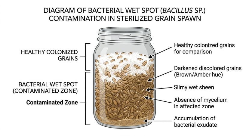 Bacterial Contamination (Wet Spot/Bacillus) — reference photo